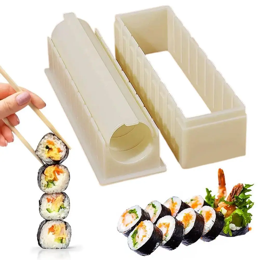 Kit para hacer Sushi ecológico, molde de bola de arroz multifunción reutilizable para fiesta en casa, viaje, portátil, 9 Uds. Por lote, herramienta de cocina