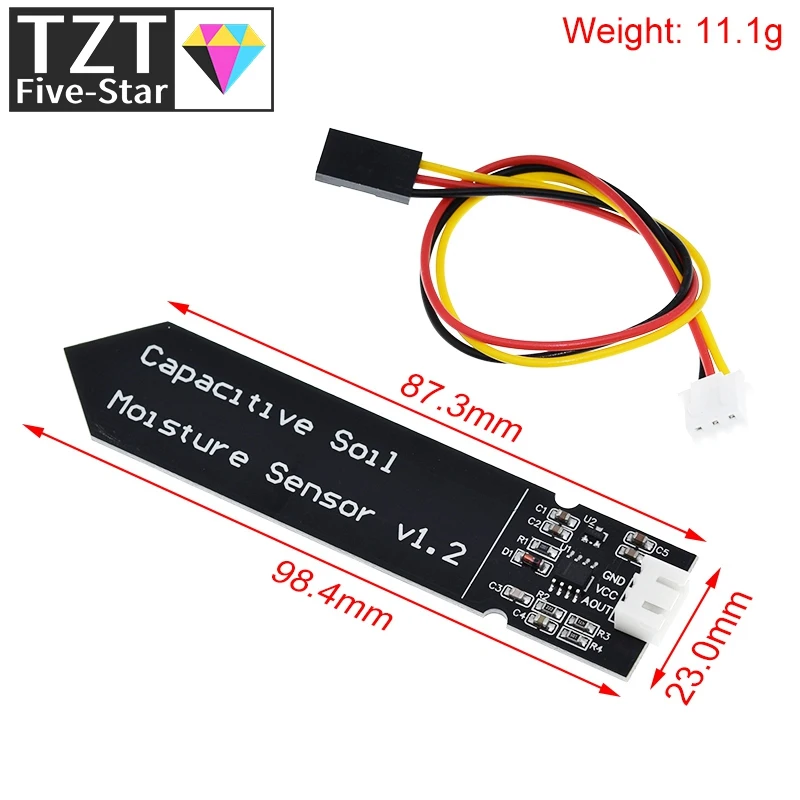 Capacitive Soil Moisture Sensor Module Not Easy to Corrode Wide Voltage Wire 3.3~5.5V Corrosion Resistant W/ Gravity for Arduino