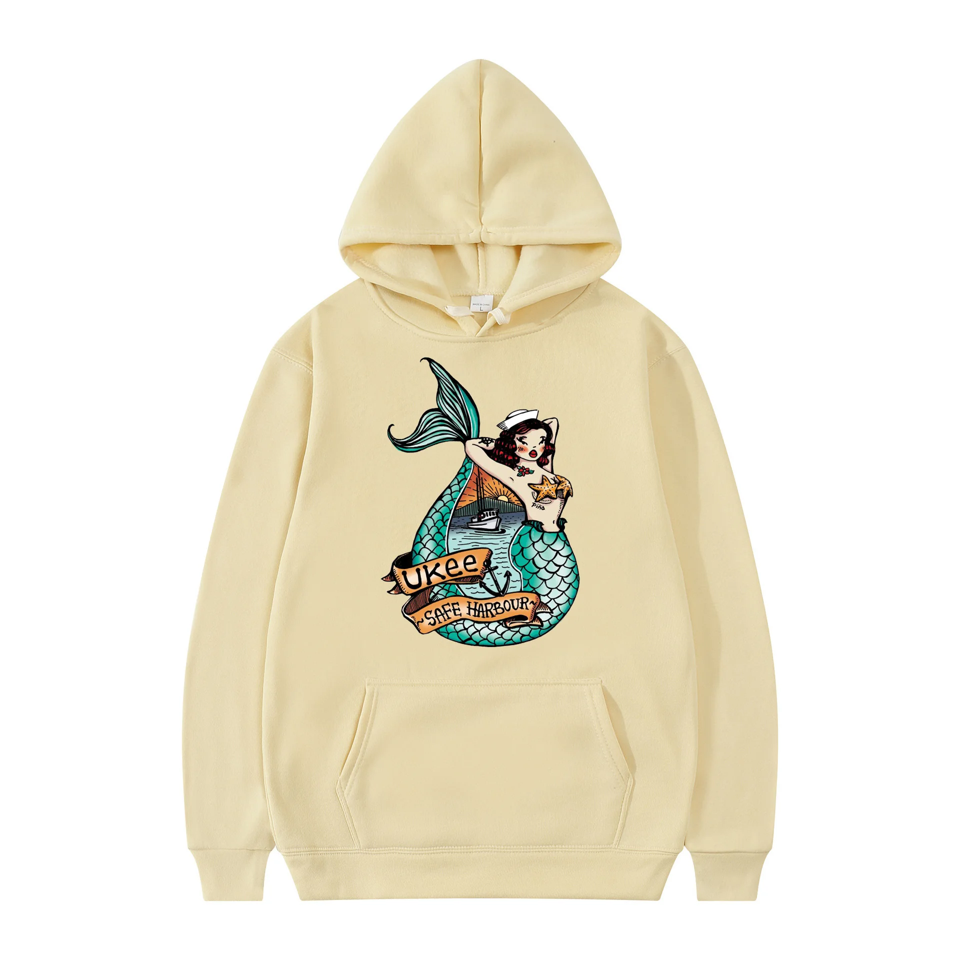 

Fashion Mermaid Pattern Printed Couple Hoodie Casual Sports Men's Hoodie Spring And Autumn Warm Fleece Oversized Pullover