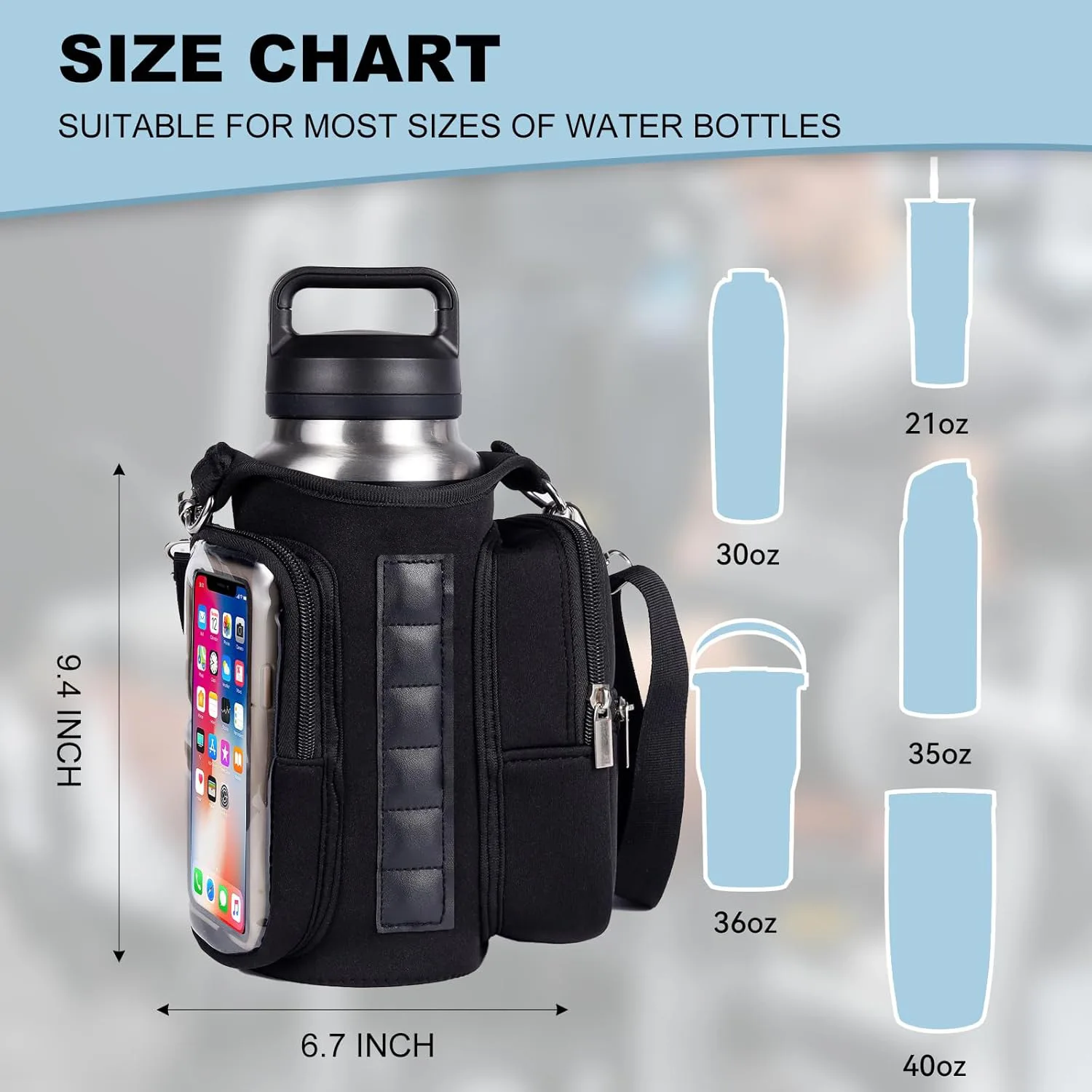Geestock Magnetic Gym Bag Portable Magnetic Carrier Bag With Phone Pocket Fitness Water Bottle Pouch Gym Accessories Organizer
