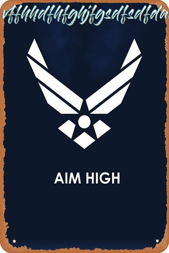 muecddoa AIR Force AIM HIGH Dotmil Retro Vintage Decorative Metal Tin Sign 8x12 Inch. sign