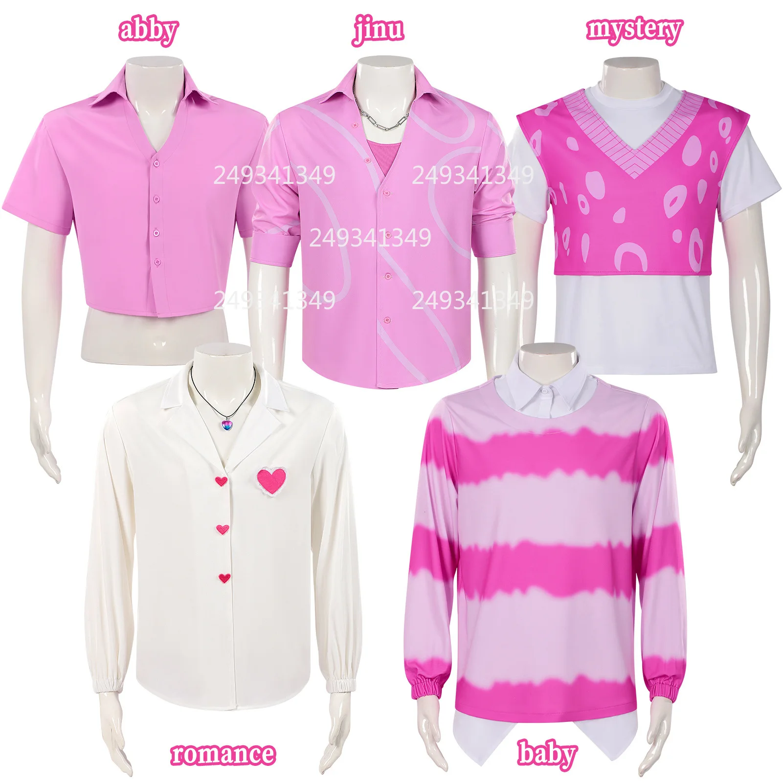 

Saja Boys Jinu Baby Romance Mystery Abby Cosplay Shirts Kpop Demon Hunters Character Dress Up Costume Halloween Outfits For Man