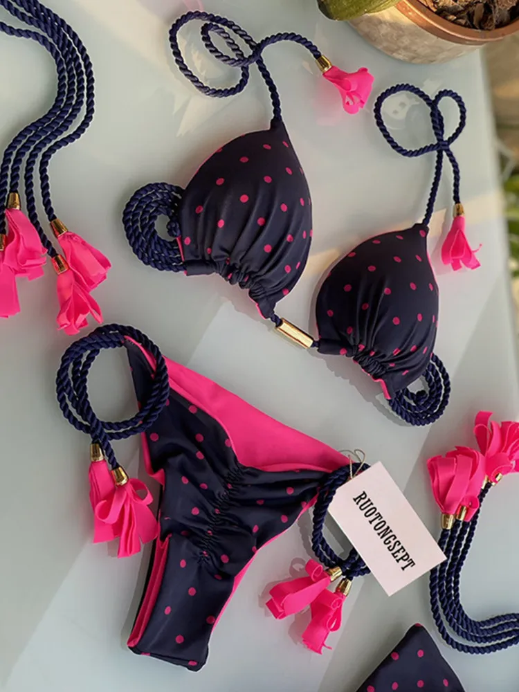 2022 verão sexy micro conjunto de biquíni push up banho feminino biquíni brasileiro maiô halter biquini férias praia maiô