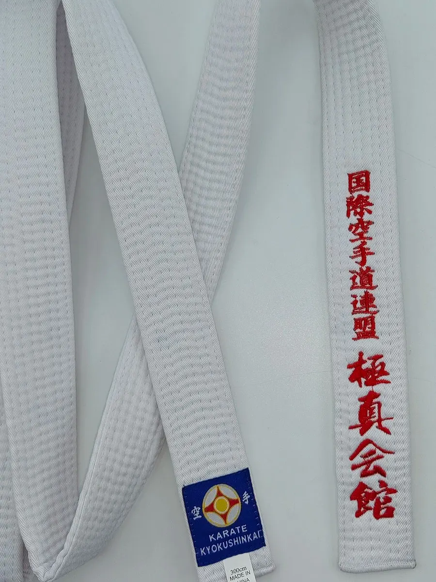 Mezinárodního karate federace kyokushi opasky IKF sportovní bílá pás 4cm široký přizpůsobené zpracování vyšívané textové Čína vyrobené