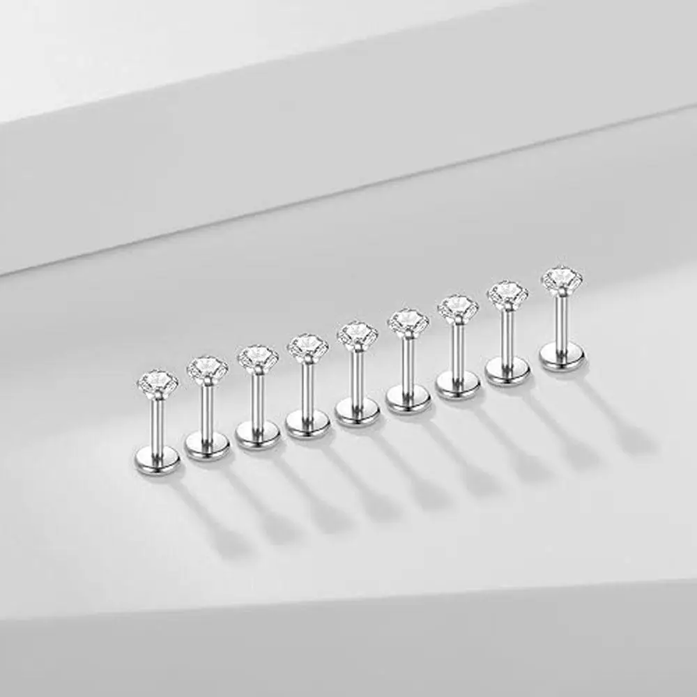1/4pcs Set Stainless Steel Barbell 8mm Lip Ring Earrings Studs Piercing Jewelry Elegant Sexy Fashion Style For Women Men