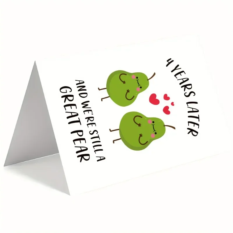 Fourth Anniversary Commemorative Greeting Card Fun Pear Birthday Gift Decoration Love Card Single Sheet Including Envelope