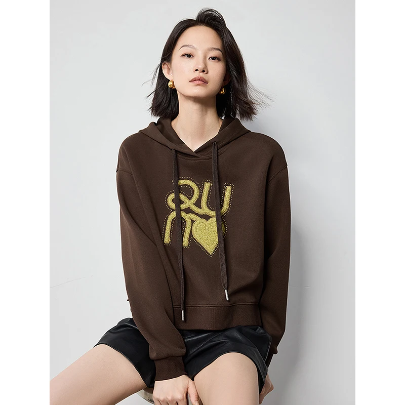 TOYOUTH Women Hoodie Sweatshirt 2024 Autumn New Letter Printed Hooded Pullover Tops