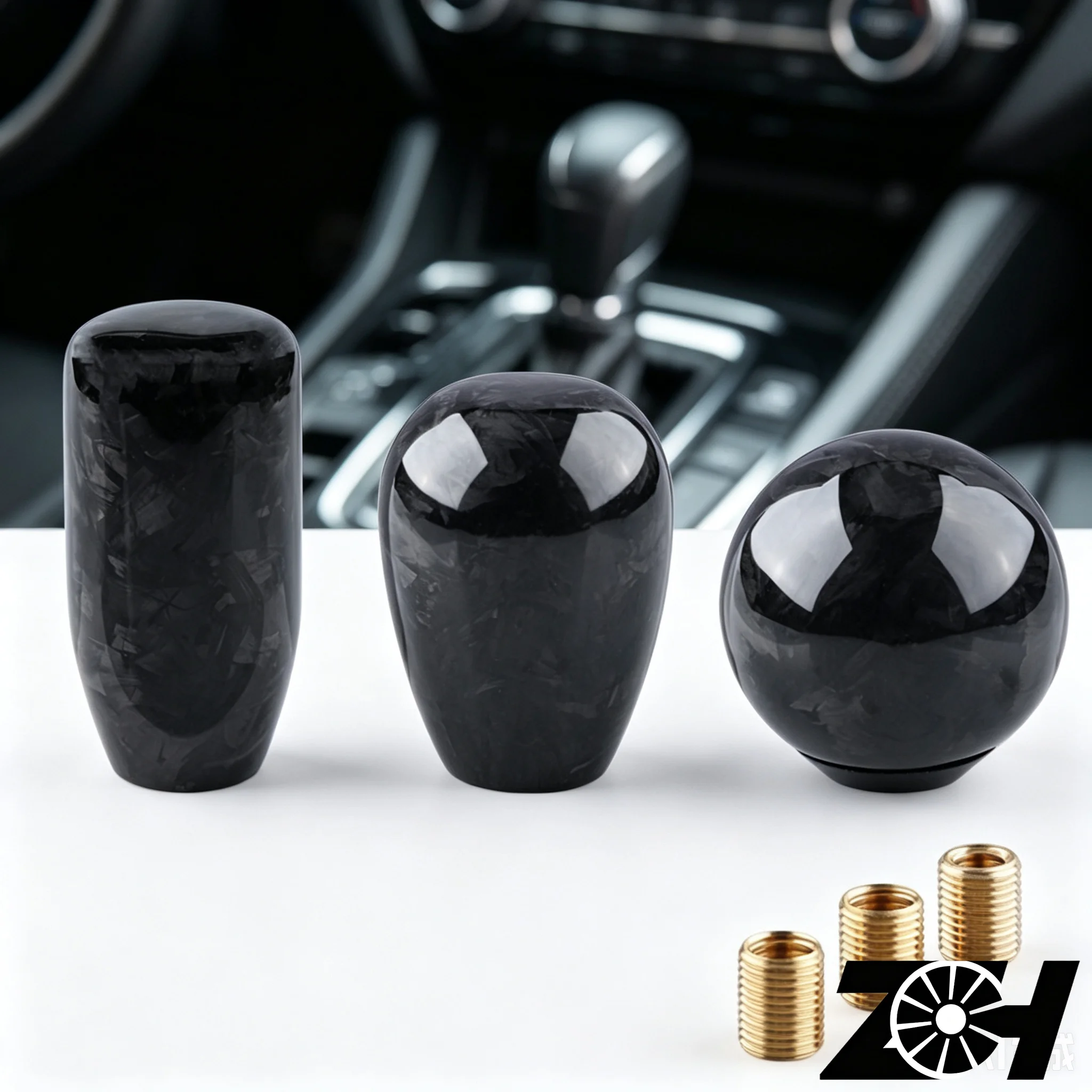 5 6 Speed Car Carbon Fiber Cover Gear Shifter Knob Manual Automatic Round Ball Shape Shifter Handle Stick Head Lever AT MT