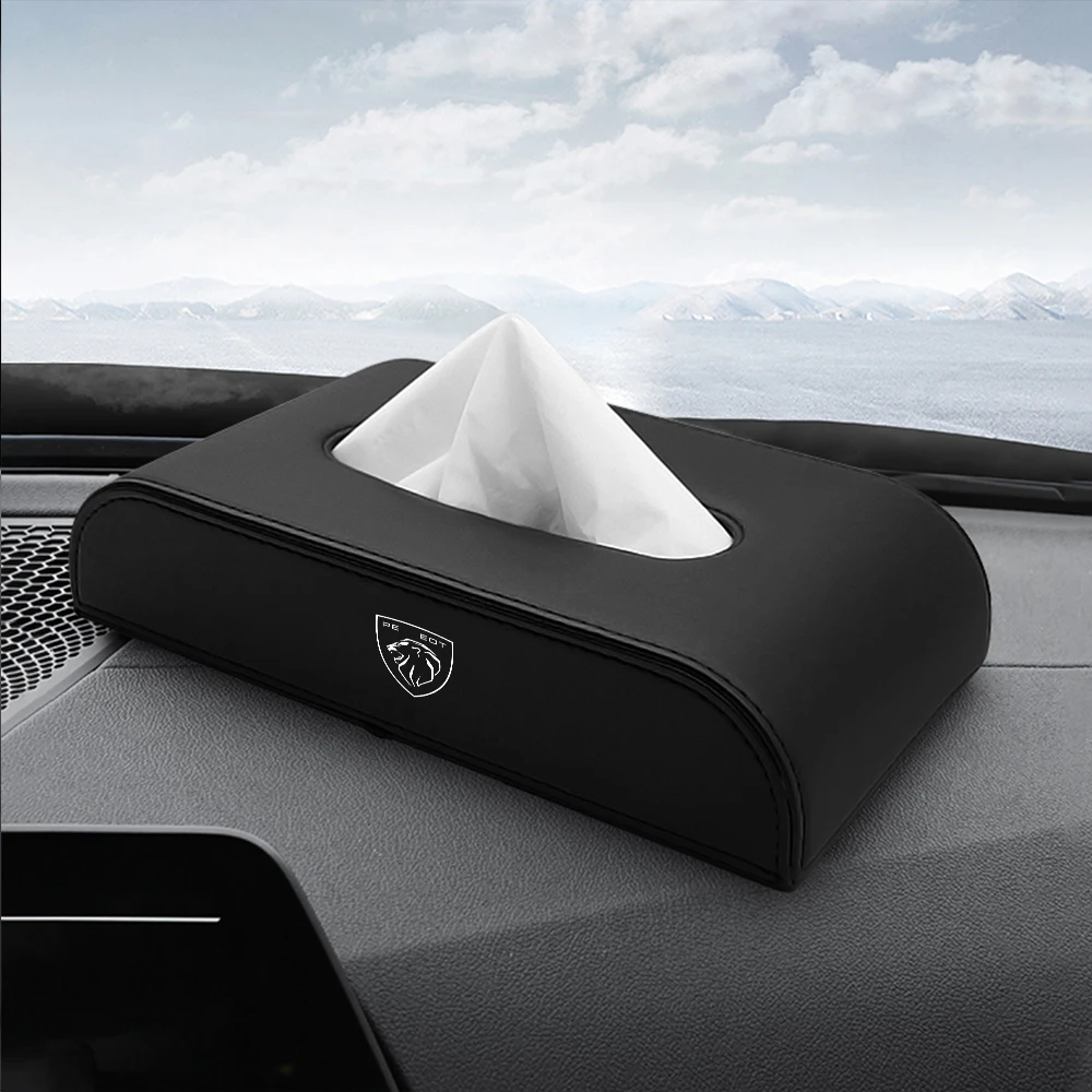 Car Dashboard Tissue Box Leather Paper Towel  Storage Case For PEUGEOT 107 206 207 208 307 308 2008 408 108 RCZ Auto Accessories