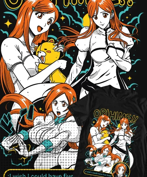 

Camiseta unisex Bleach Wiki Orihime Kurosaki Etapas con Enraku Cotton anime T-shirt