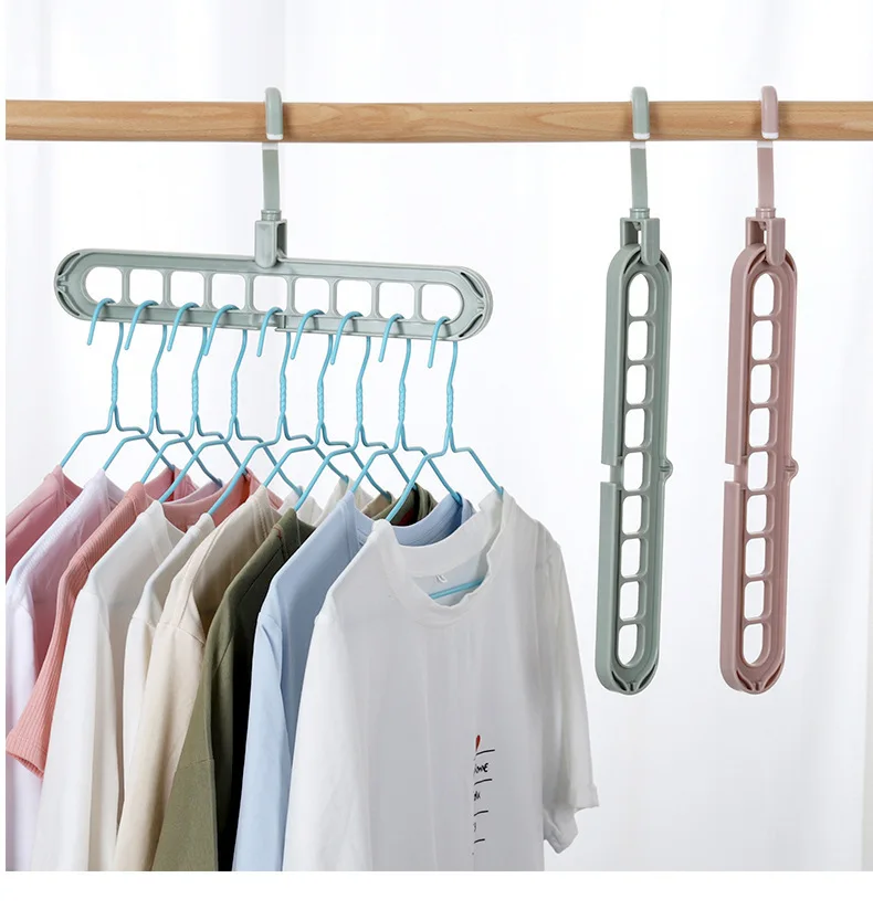 9-hole Clothes Hanger Multifunctional Rotating Folding Clothes Drying Rack Plastic Storage Clothes Drying Rack To Save Space