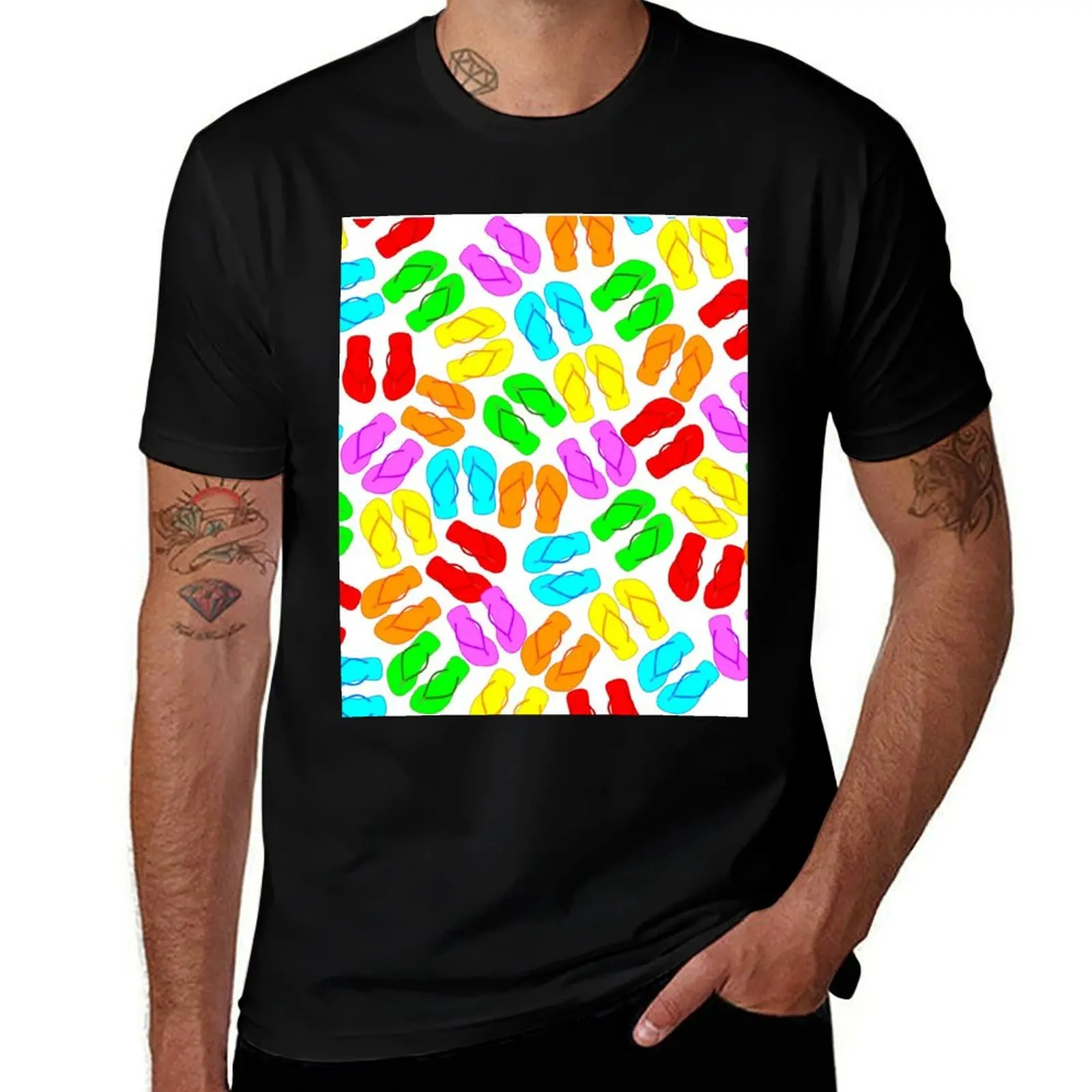 Colorful Flip Flops T-Shirt Trendy Casual Short Sleeve Shirt T-Shirt
