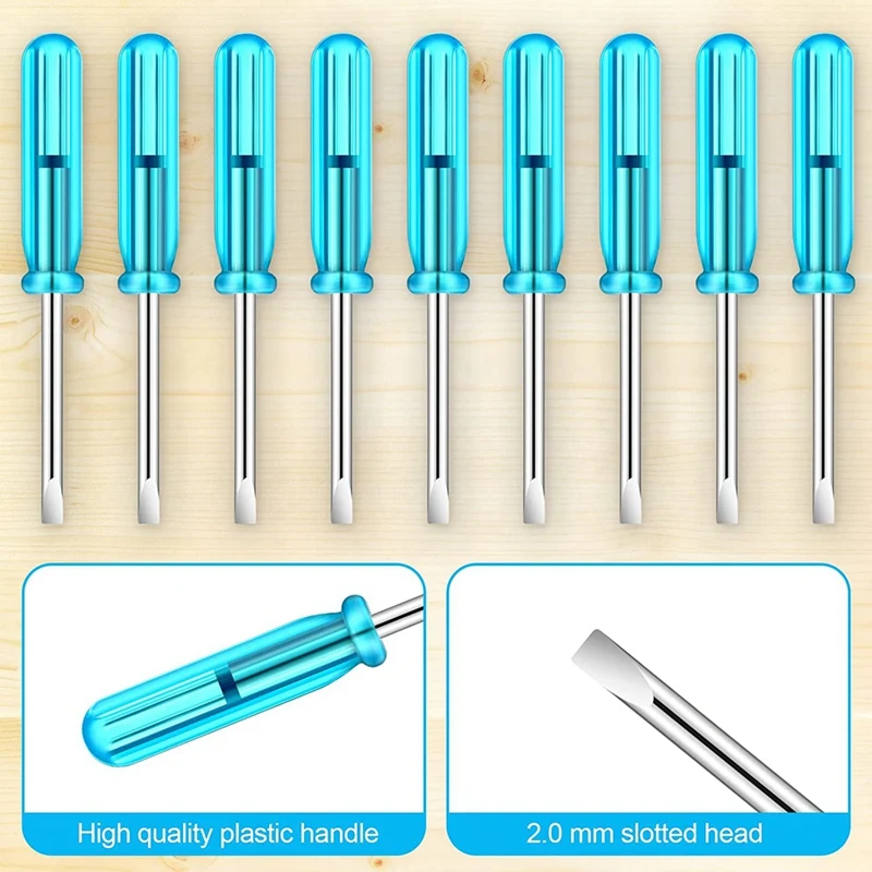 Mini chave de fenda com alça azul, micro chave de fenda para relógios, celular, HDD, câmera, Laptop Repair Tool, entalhado, 100 PCs, 2,0mm