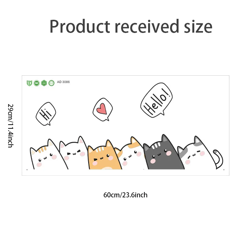 1PC  Sartoon Cute Cat Stickers For Decorating Bedroom Wardrobe Doors, With Waterproof Self-adhesive Stickers