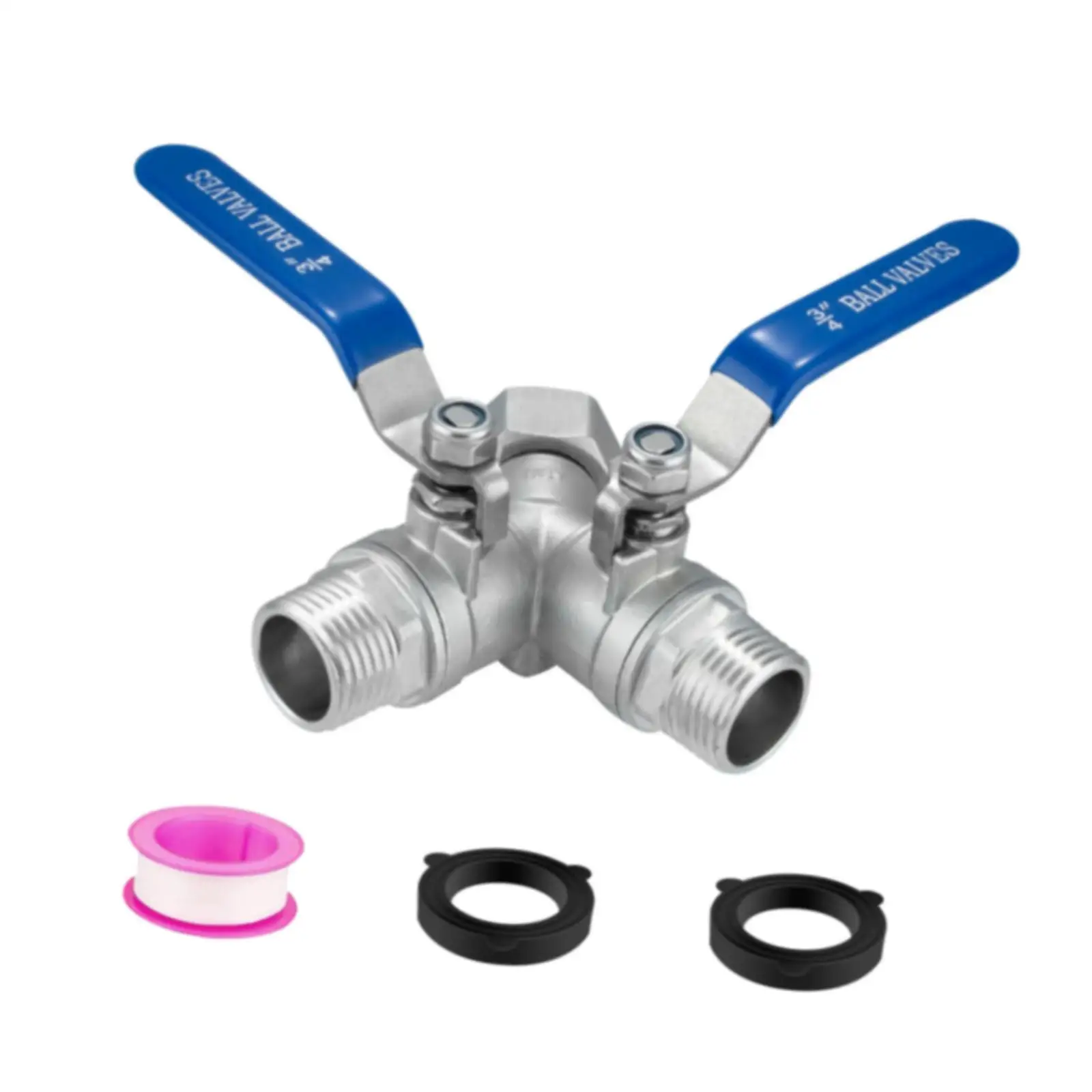 

Garden Hose Splitter Y Valve Leakproof and Washer and Individual on/Off Control with Stainless Steel Long Handle 3/4inch Thread