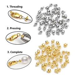 10Pcs Stainless Steel Positioning Stopper Spacers Crimp End Septum Beads for Jewelry Making DIY Necklace Bracelet Connector