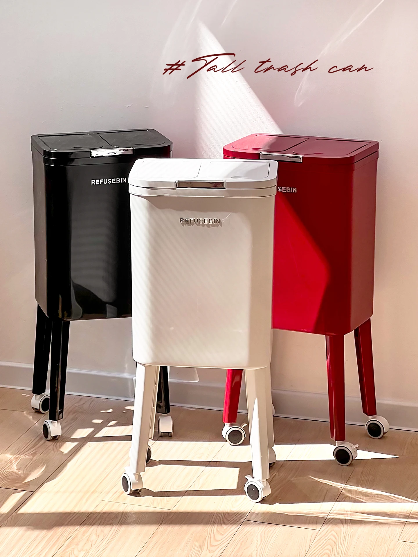 

Ele Kitchen Tra Can with Wheels High Foot No Bending Waist Large Capaci New 2025 Home Use Organic Waste Buet