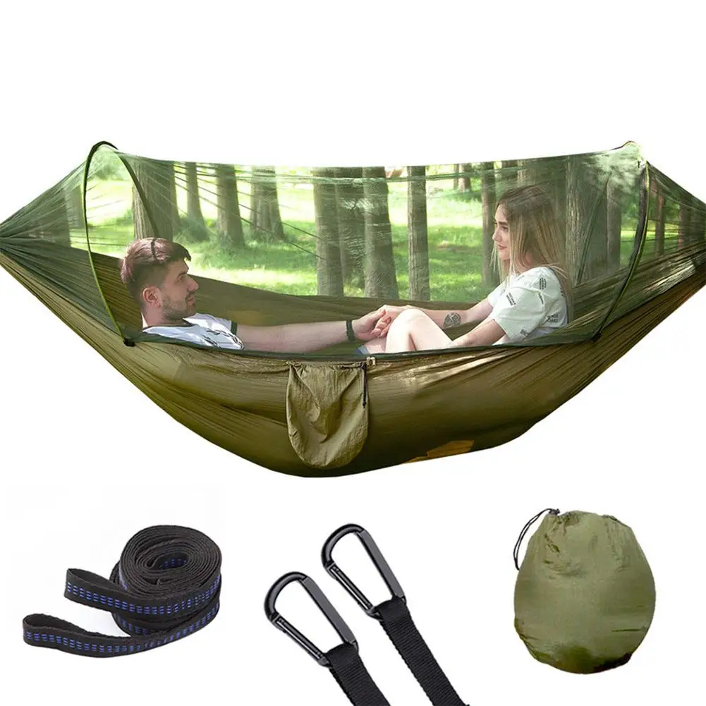 

Automatic Quick Open Camping Hammock With Mosquito Net Outdoor Portable Hammock With Tree Straps