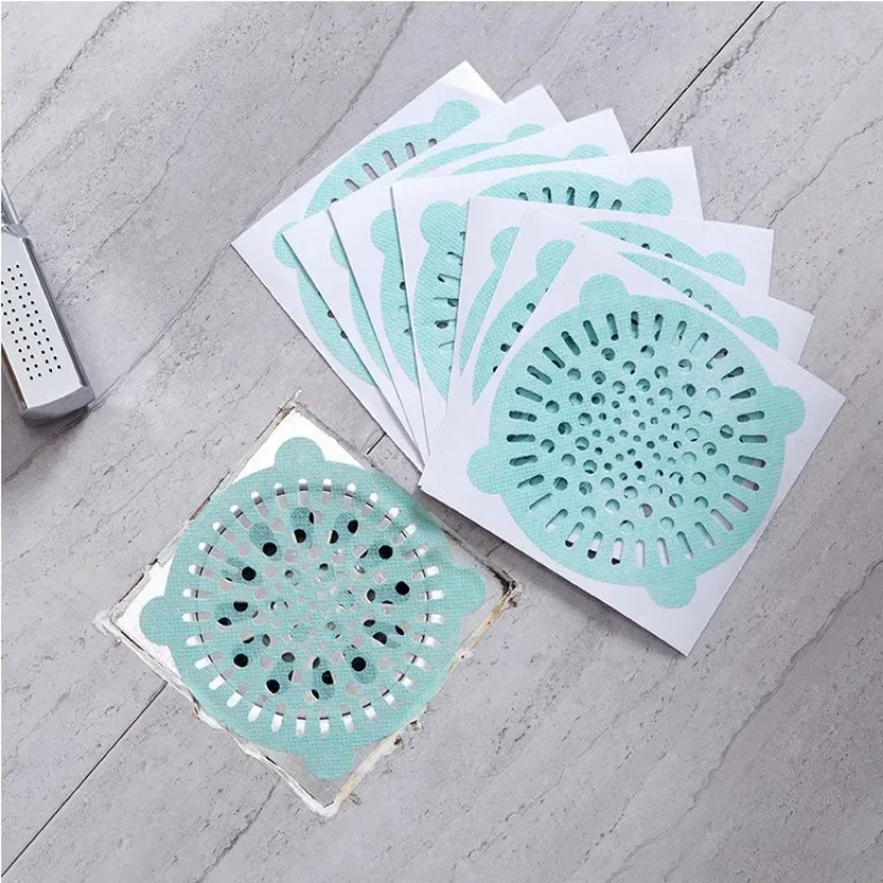 10pcs Bathroom Sewer Hair Floor Drain Adhesive Household Items Disposable Filter Mesh Sink Adhesive Garbage Blocking