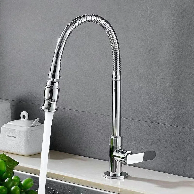 360° Swivel Kitchen Faucets Flexible Rotatable Single Handle Sink Tap Deck Mounted Chrome Household Single Cold Water Tap