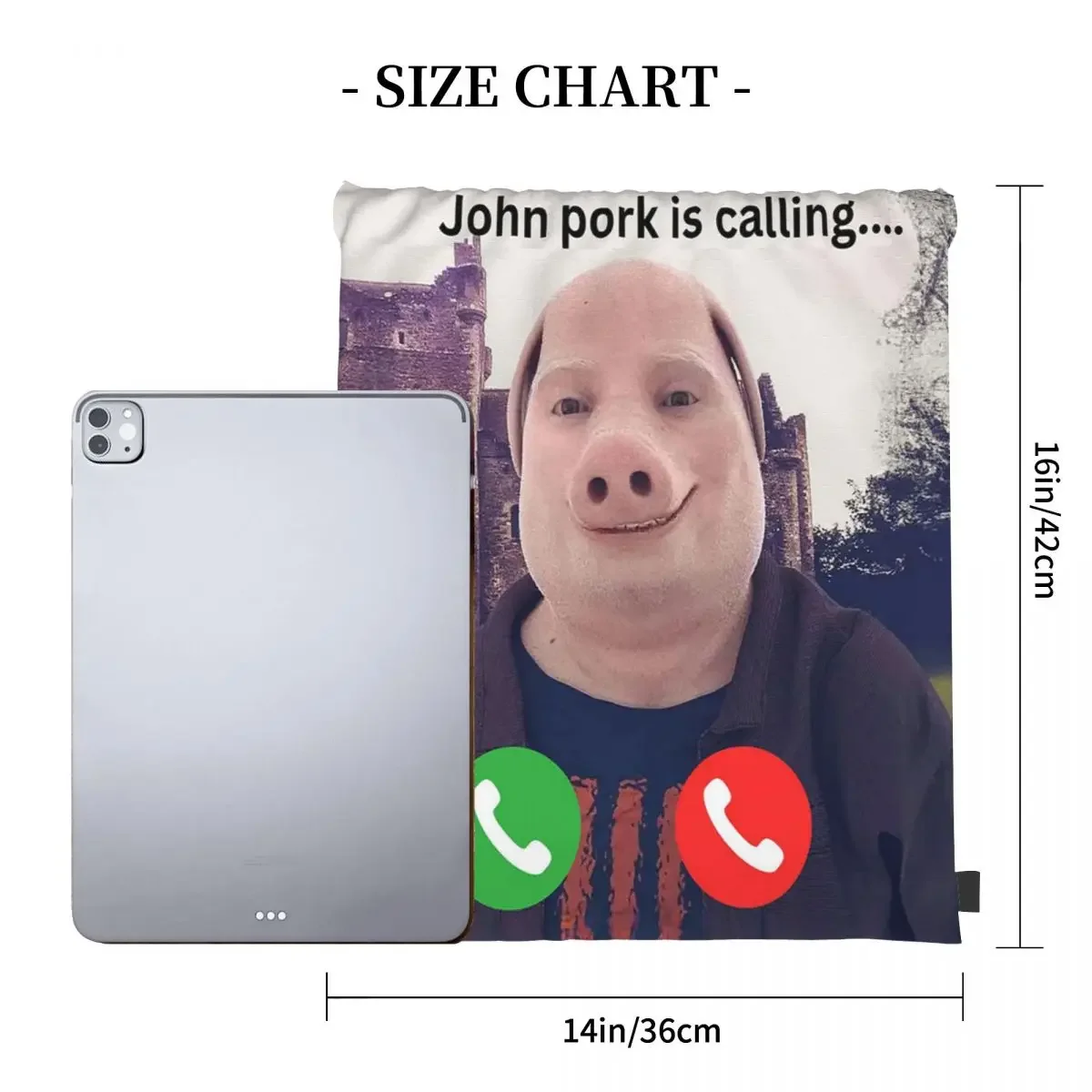 John Pork está chamando mochilas, sacolas de cordão portáteis casuais, bolso para pacotes, bolsa de armazenamento para homens e mulheres, escola