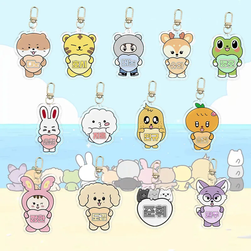 KPOP ST Cartoon Acrylic Keychain JEONGHAN JOSHUA JUN HOSHI WONWOO WOOZI MINGYU Cute Keyring Bag Pendant Accessories Fans Gift