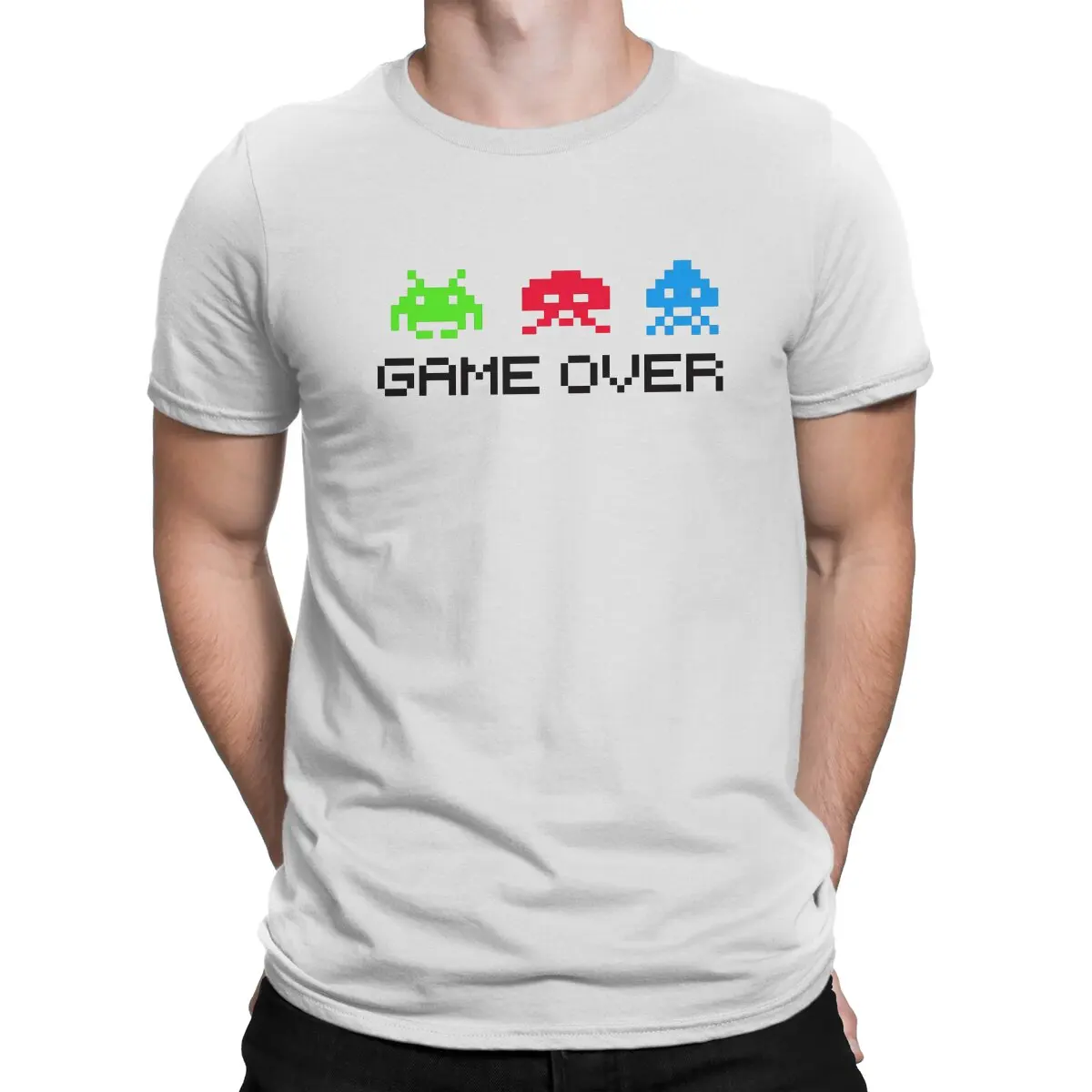 Space Invaders Shooting Video Game Ending T Shirt Graphic Men Tees Summer Clothing Harajuku Crewneck TShirt