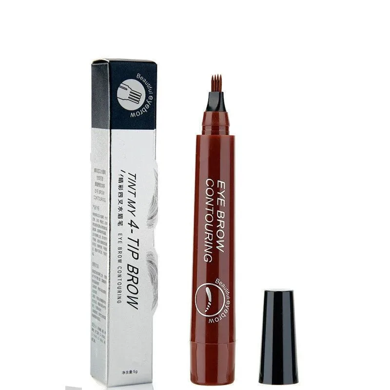 Makeup Micro-engraving Four-pronged Eyebrow Pencil, Liquid Water Non-smudging and Sweat-proof Four-pronged Thick Rod