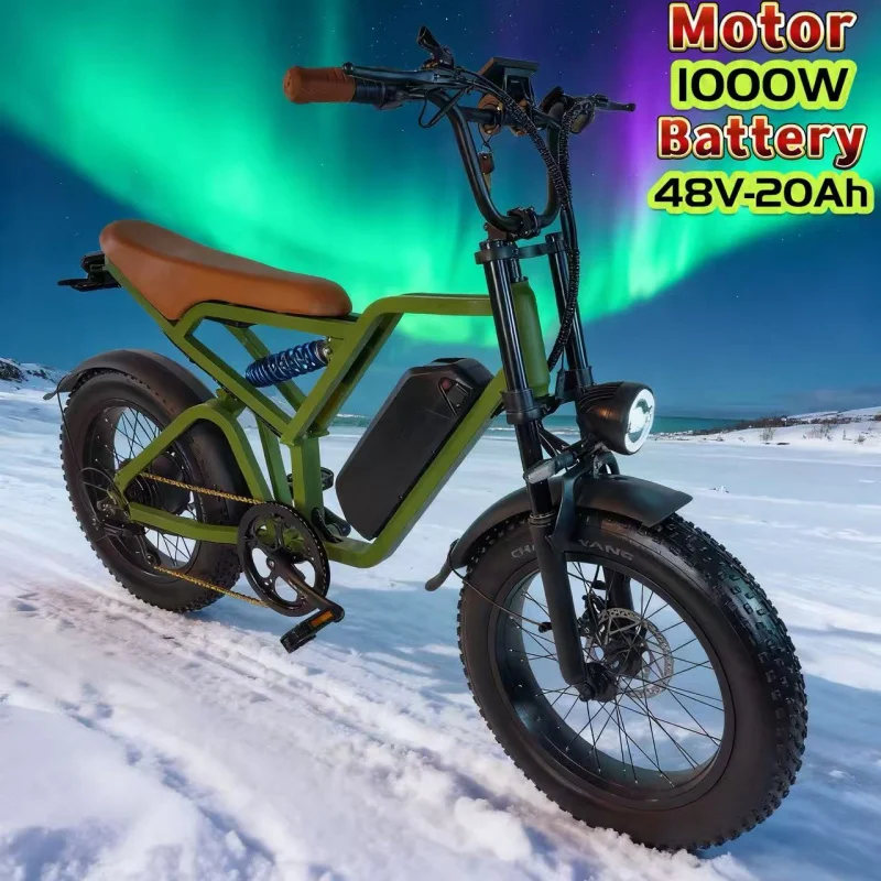 

20-inch beach E-Bike, 48V20AH long-life battery electric bicycle 1000W powerful motor adult city commuter electric bicycle