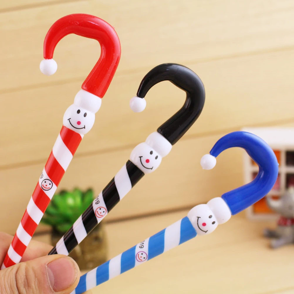 

20 Pcs Snowman Umbrella Shaped Ballpoint Pens 0 5mm Blue Ink Cute Cartoon Writing Pens for School Office Christmas Gifts