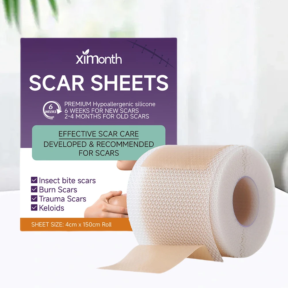 Silicone Scar Sheets Scar Tape Repair Damaged Skin Scar Removal Strips Reduces Redness & Irritation Healing for Burn Keloid Bump