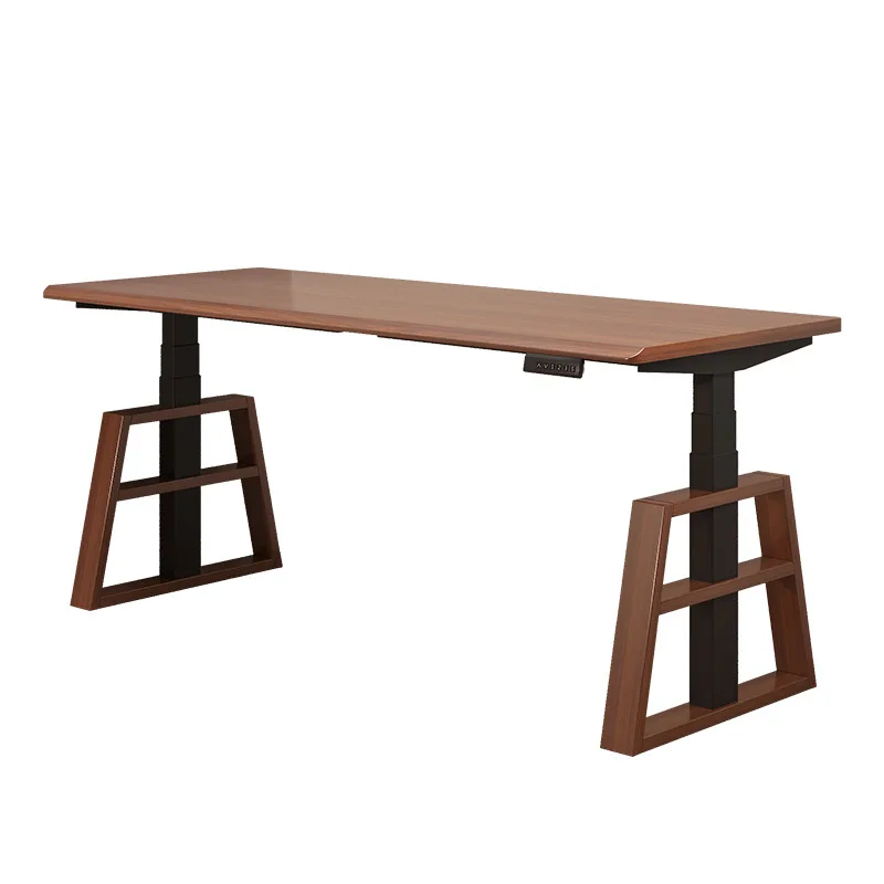 Solid wood electric lifting dual motor computer desk home learning game e-sports office
