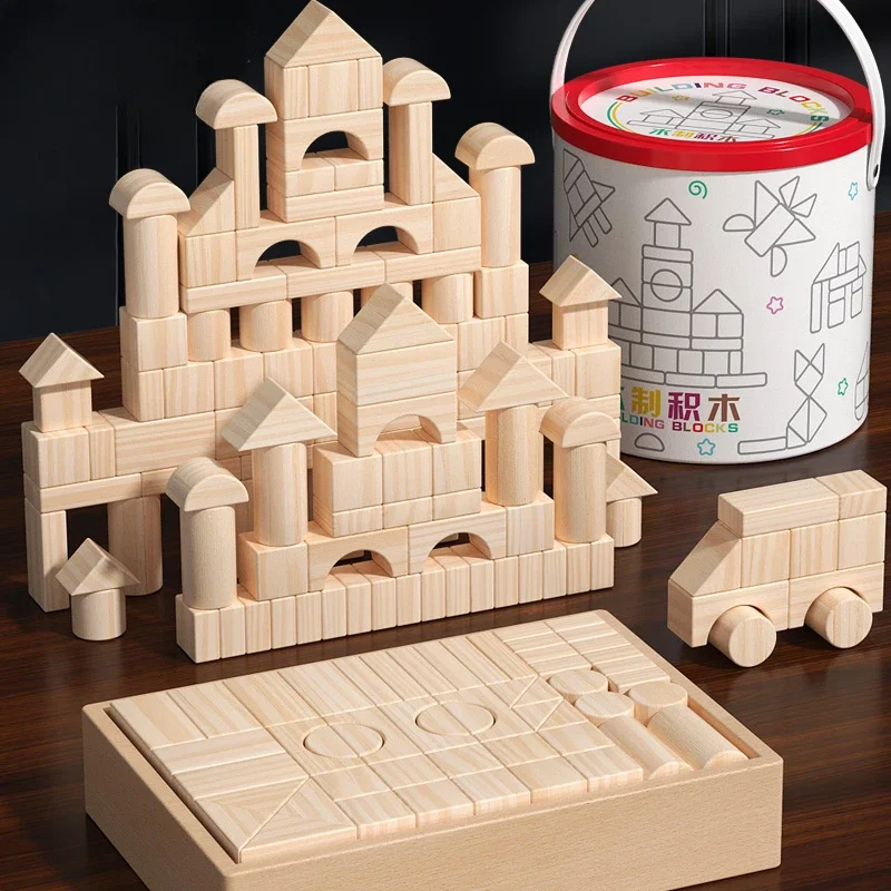 

Solid wood logs unpainted building block baby children baby wood construction area educational toys