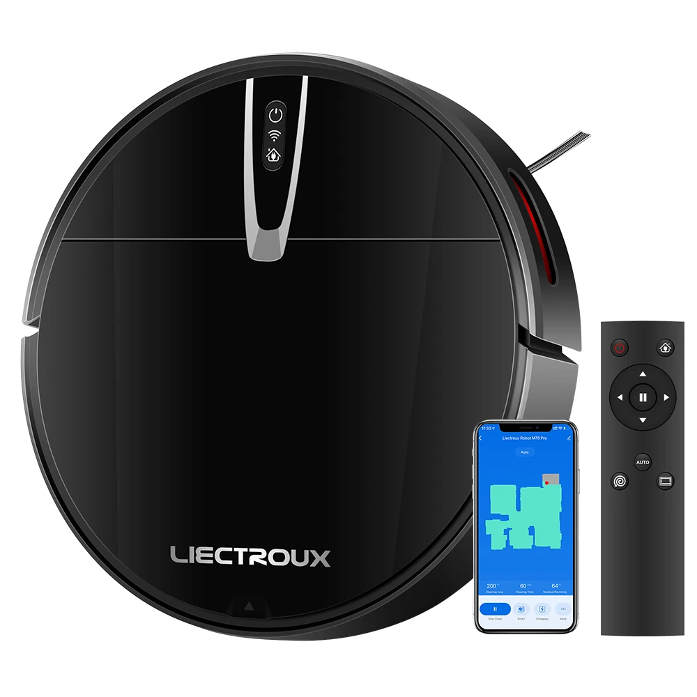 Liectroux V3S Pro Robot Vacuum Cleaner, 4000Pa Suction, Dry Wet Mopping, 2D Map Navigation, with Memory WiFi App Voice Control