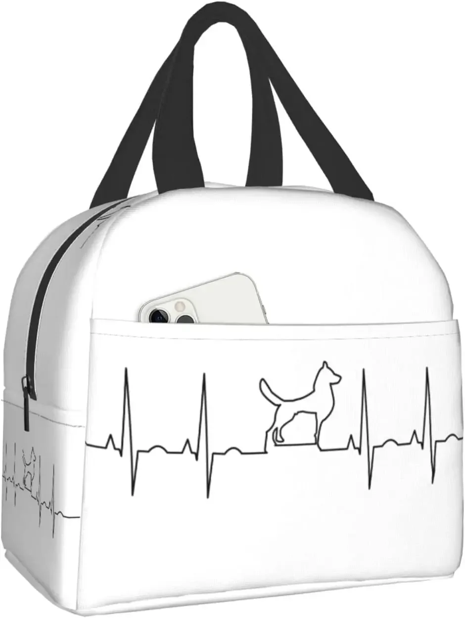 

Insulated Lunch Bag Reusable Cooler Thermal Dog Tote Bag with Front Pocket for Women Men Travel Work School Hiking Picnic