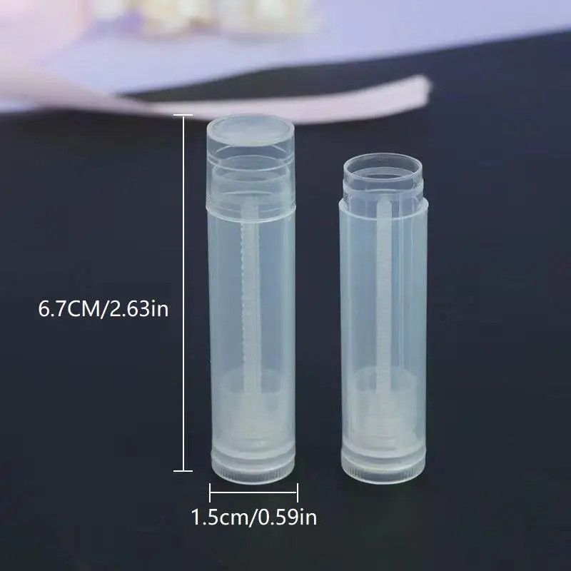 Tubo de batom redondo com enchimento direto, 6 peças, 5g, recipiente de bálsamo labial vazio, embalagem caseira