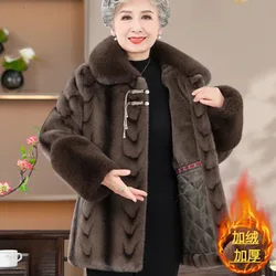 Winter Warm Plush Fur Coat Middle-aged Elderly People Imitation Mink Fur Oterwear Grandmother Thicken Cotton Parkas Jacket 8XL