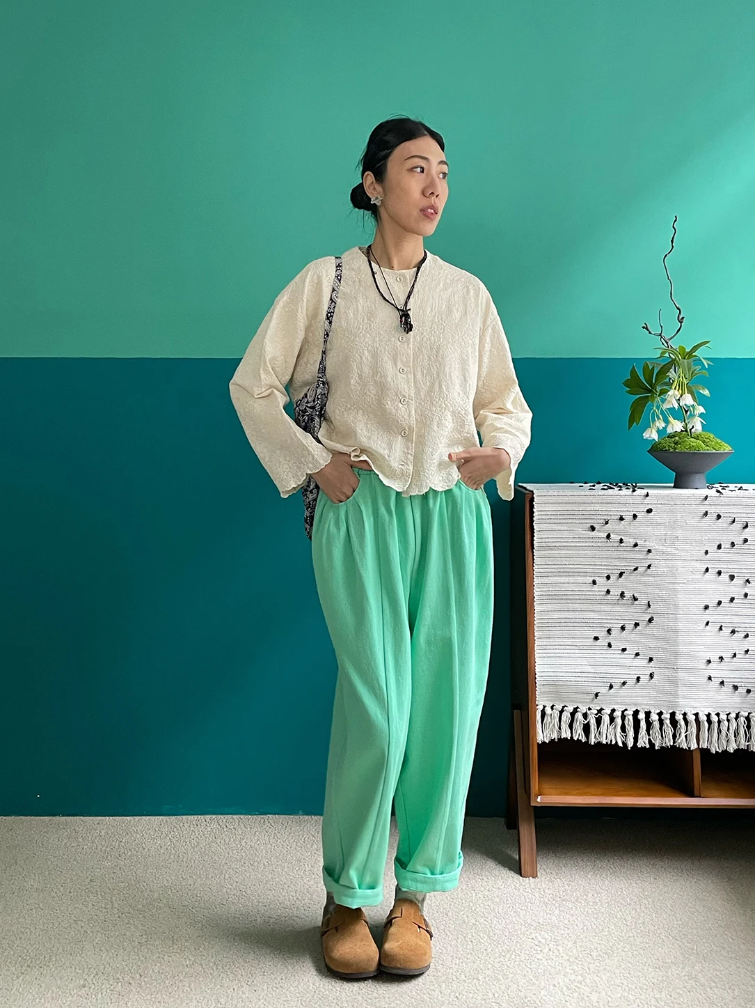 

Женская блузка Cxxmagique из чистого хлопка с вышивкой и оборками, круглый вырез, весна-лето, модный художественный стиль, длинный рукав