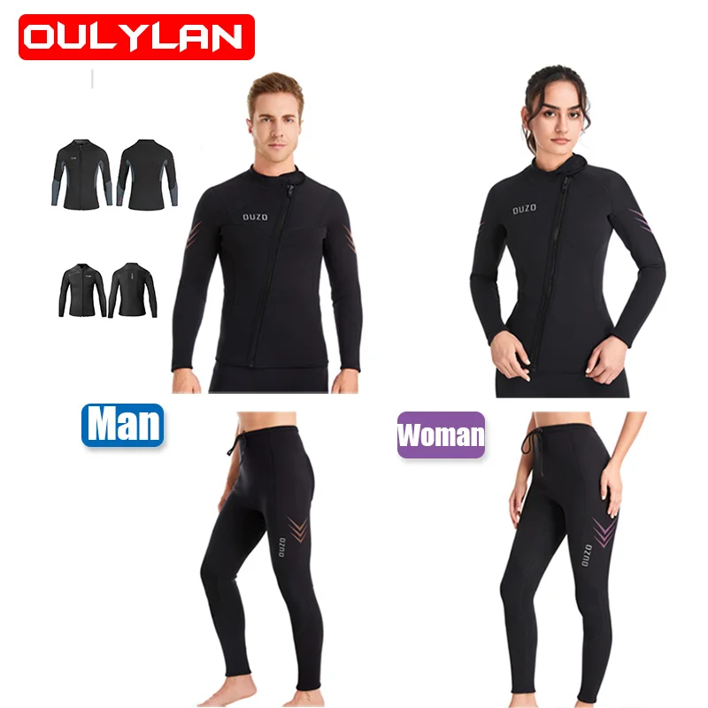 

Oulylan 3mm Men Wetsuit Neoprene Scuba Diving Suit Split Body Jacket -Pants Warm Spearfishing Swimwear Kayak Surfing Swimsuit