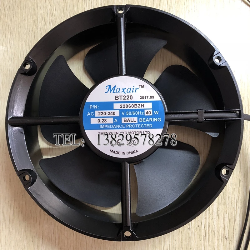 

22060B2H AC 220-240V 0.28A 220x220x60mm 2-Wire Server Cooling Fan