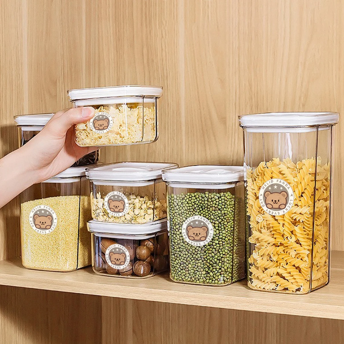 WORTHBUY Plastic Cereals Storage Box Transparent Sealed Jar Moisture-proof Spaghetti Grain Tank Kitchen Organizer Food Container