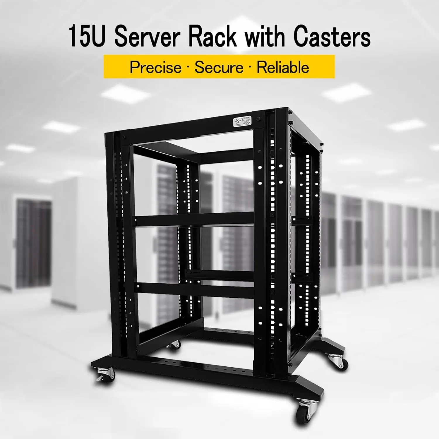 Open Frame Rack 4 Post 19 inch Adjustable Server/Audio Rack Cold Rolled Steel(15U,31 Depth)