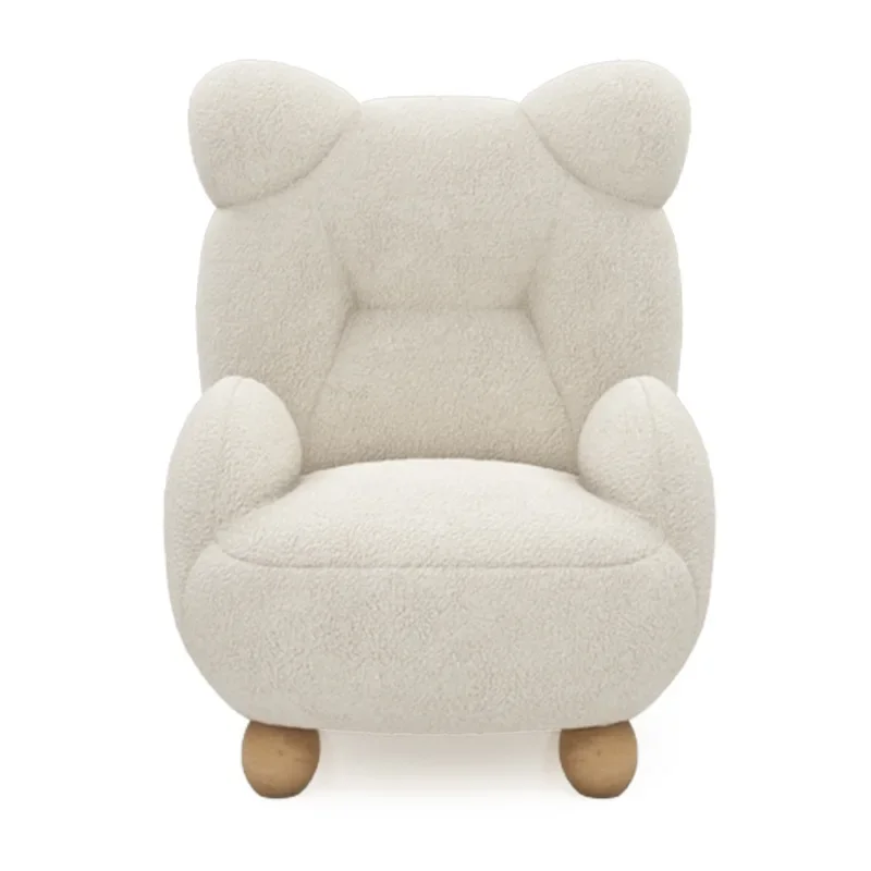 Sofá de terciopelo de cordero para niños, silla de comedor de oso, lindo asiento de dibujos animados individual, Mini sofá pequeño perezoso, muebles