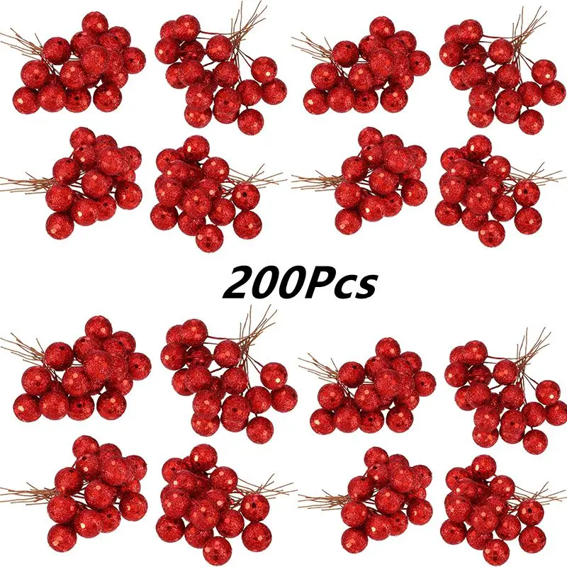 50/100/200 Stück Künstliche Beeren Weihnachtsdekoration Christbaumschmuck für Heimdekoration Noel Navidad Neujahr 2026 Ornament – Detail 2