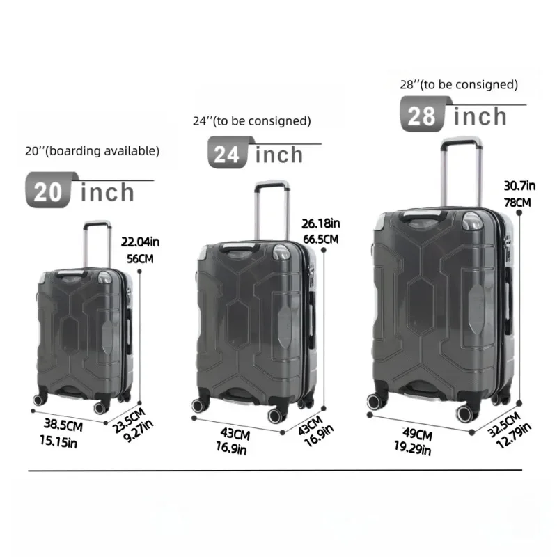 Suitcase Set 3 Pieces Carrier Zipper Hardshell Lightweight TSA Lock with 4 Wheels PC+ABS Durable Rolling Luggage