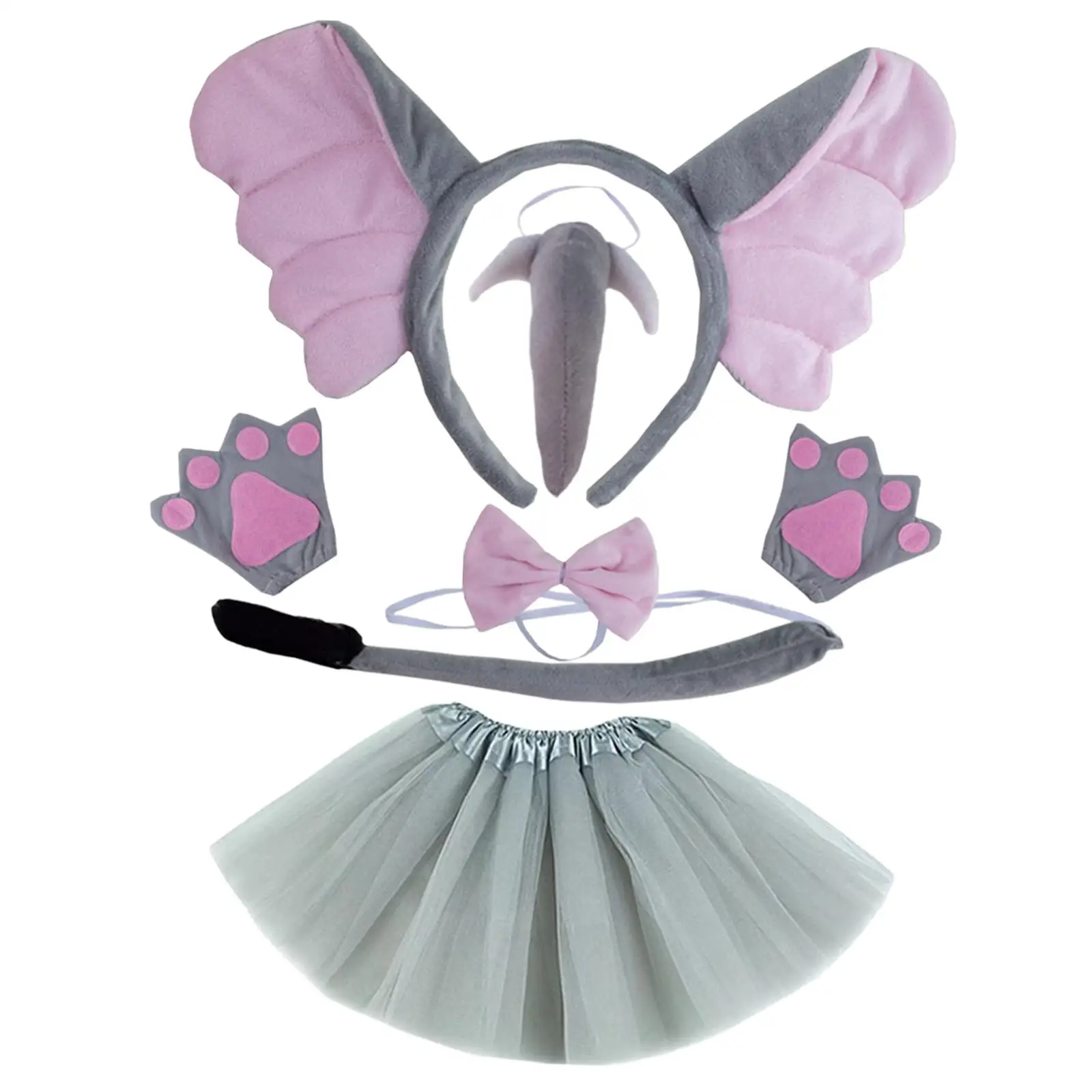 ชุดแต่งกายสัตว์ครบชุด หูช้าง ที่คาดผม โบว์ผูกคอ หาง สำหรับเล่นบทบาทสมมติ อุปกรณ์ประกอบฉากถ่ายภาพ และงานปาร์ตี้