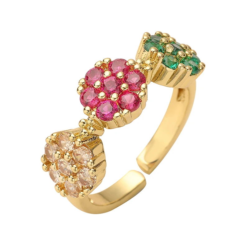 HECHENG,Temperament Sweet Flower Finger Rings for Lady Luxury Inlaid AAA CZ Fashion Opening Rings Women's Finger Accessories Gif image 3
