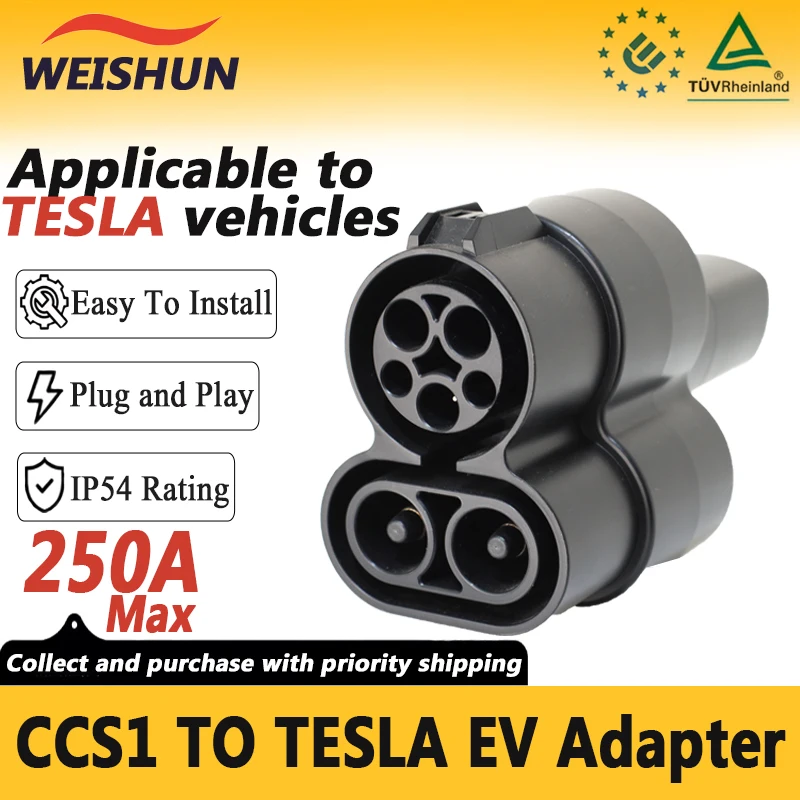 CCS1 To Tesla EV Adapter 250A MAX DC Fast Charging Adapter Compatible with Tesla Model 3/Y/S/X