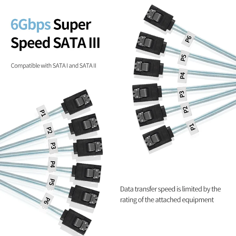 4/6 pcs/set Sata To Sata Cable 6 Ports/Set Date Cable 7 Pin Sata Sas Cable 6Gbps Sata To Sata HDD Cable Cord For Server Mining image 5