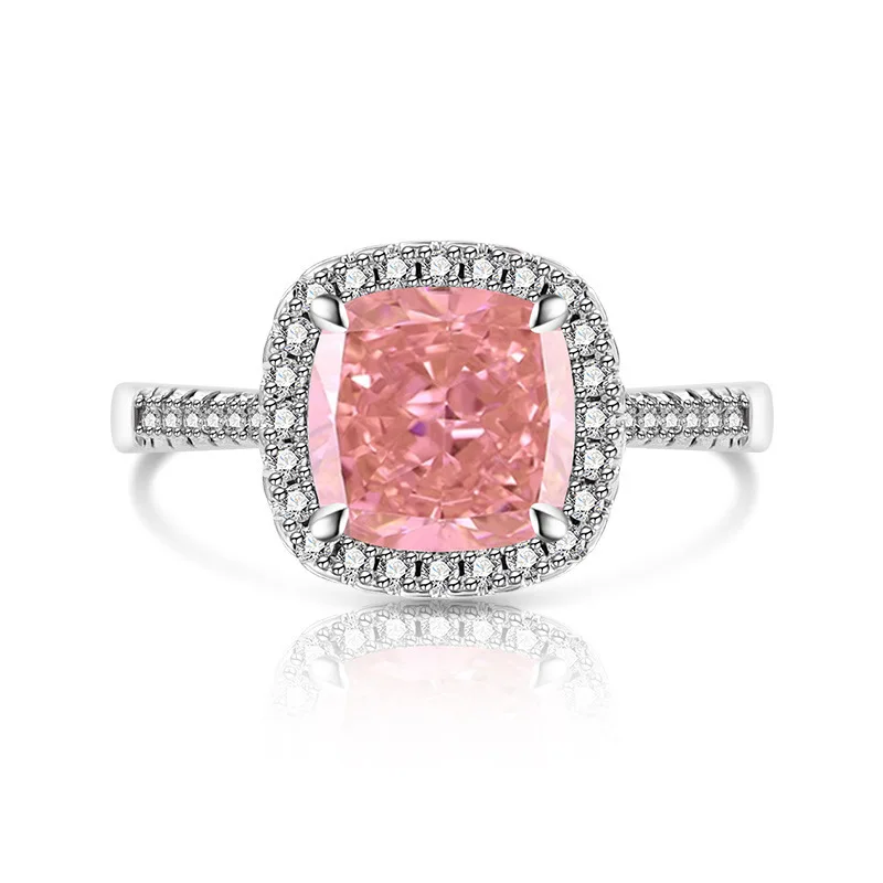925 Sterling Silber Stilvoller und Einfacher Eisblumen-Schliff Prinzessin Quadratischer Zirkon-Ring Geburtstags- und Jubiläumsgeschenk – Detail 13